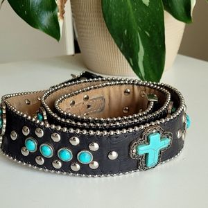 Women's Western Turquoise Stone Bling Belt Size 33